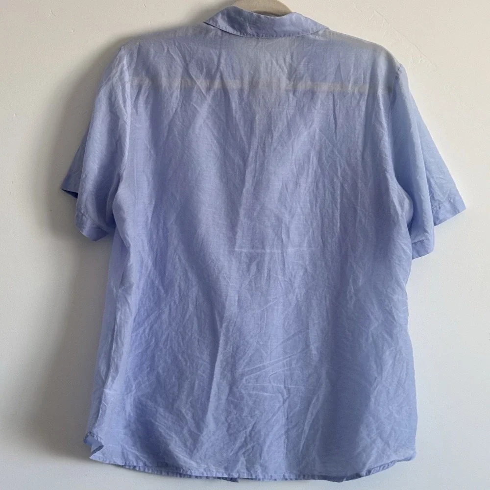 Coldwater Creek Cotton Silk Camp Shirt Womens XL 16 Lilac Button Up Lightweight - Picture 3 of 7